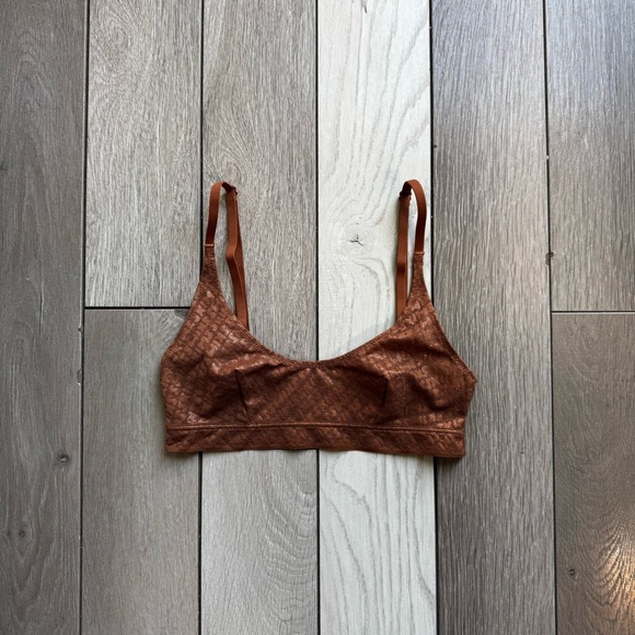 SKIMS Logo Brown Triangle Bralette | Size: XXS | Excellent Condition - Picture 1 of 4
